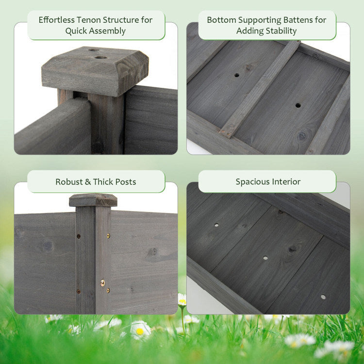Wooden Raised Vegetable Garden Bed Elevated Grow Vegetable Planter Doba